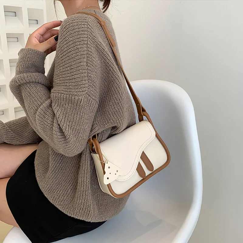 JANE KLAIN PU Saddle Bag Shoulder Bag Crossbody Bag Small Size Women's White/Green/White & Brown/Black-21