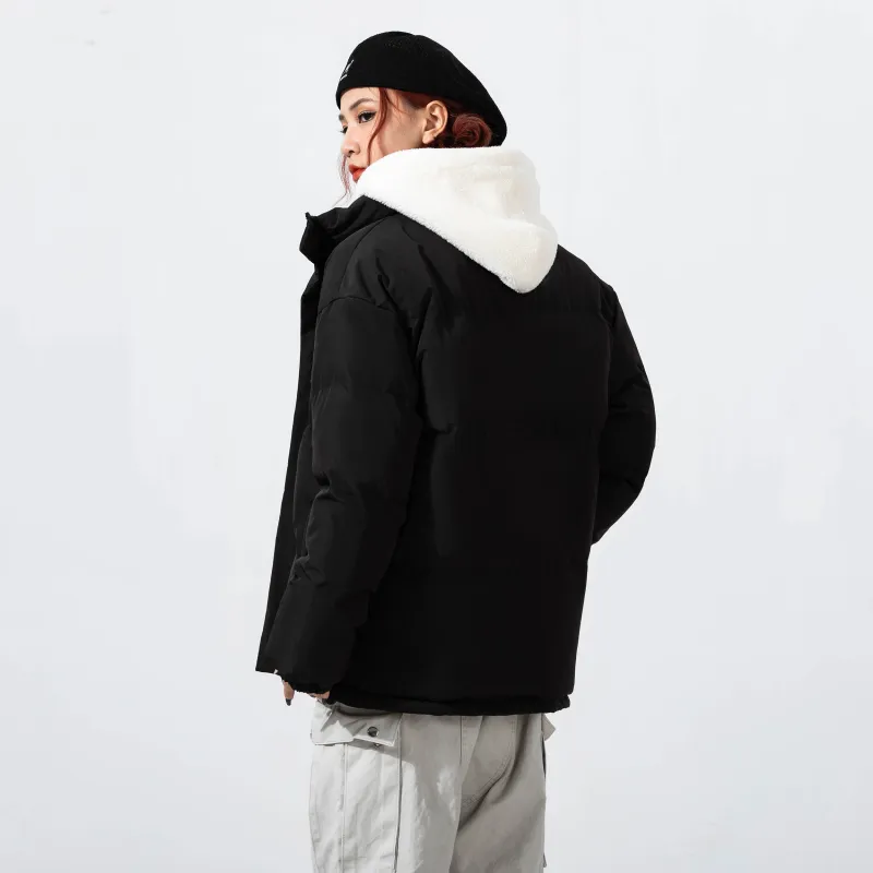 STNW Letter Hooded Loose Fit Thickened And Fleece Lined Puffer Jacket Unisex-5