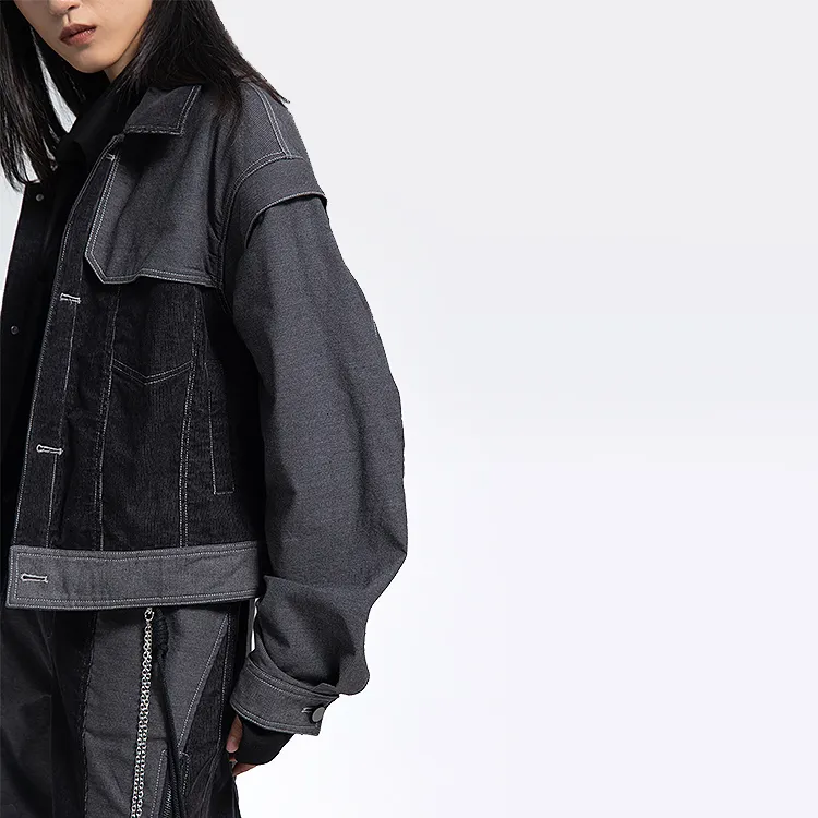 HUANXIANGZHE Jackets Unisex Black Gray Color-6