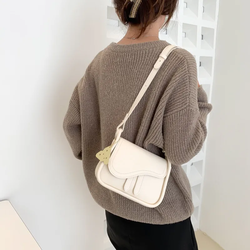 JANE KLAIN PU Saddle Bag Shoulder Bag Crossbody Bag Small Size Women's White/Green/White & Brown/Black-2