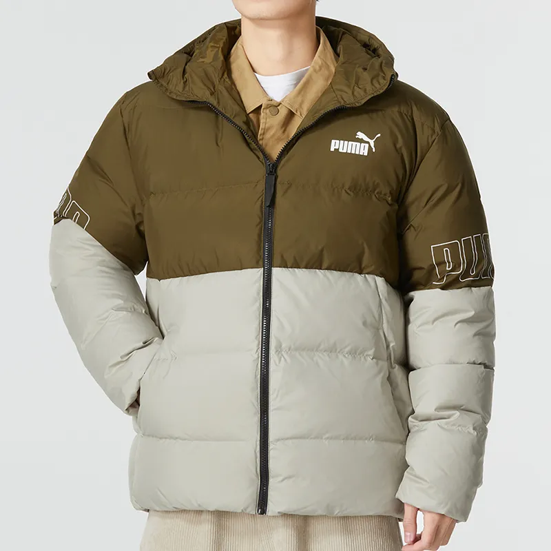 PUMA Power Hooded Down Puffer Down Jacket Men's Army Green-2