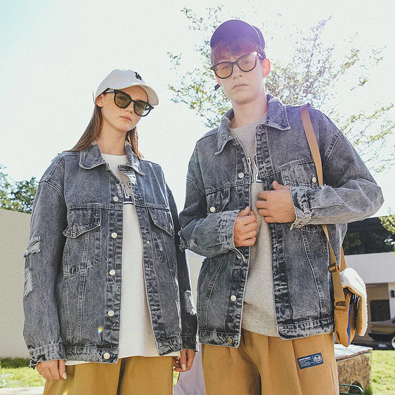 WAYNEXZAVIER Loose Fit Denim Jacket Unisex Blue-5