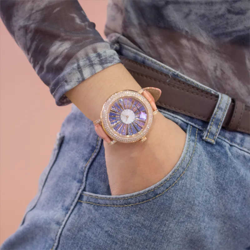 HANBORO Automatic Mechanical Movement Watch Women's Watch Pink Watch Dial HBR8892-MF-2