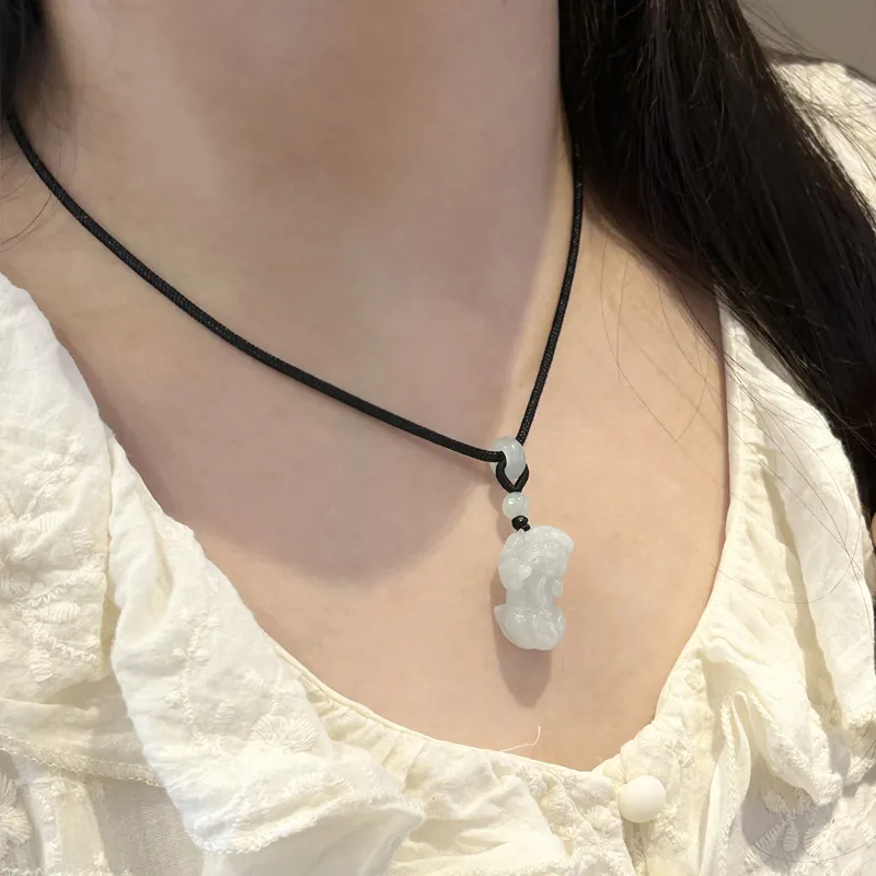 MOONS FAME Bean Type Jadeite Necklaces Unisex-5