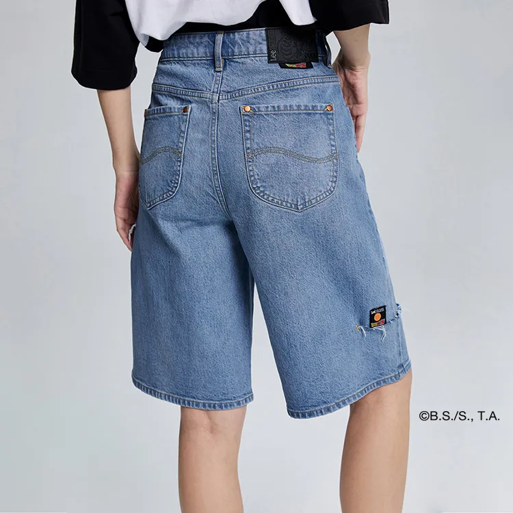 Dragon Ball X Lee X Dragon Ball Co brand Denim Shorts Women's Light Blue-5