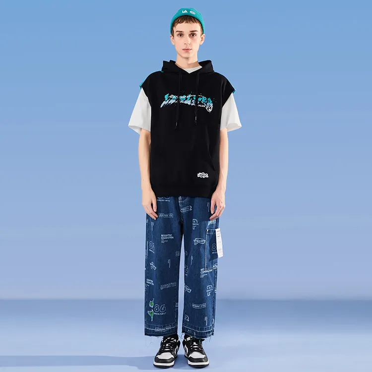 LAMLICKA Wide Leg Jeans Unisex Blue-2
