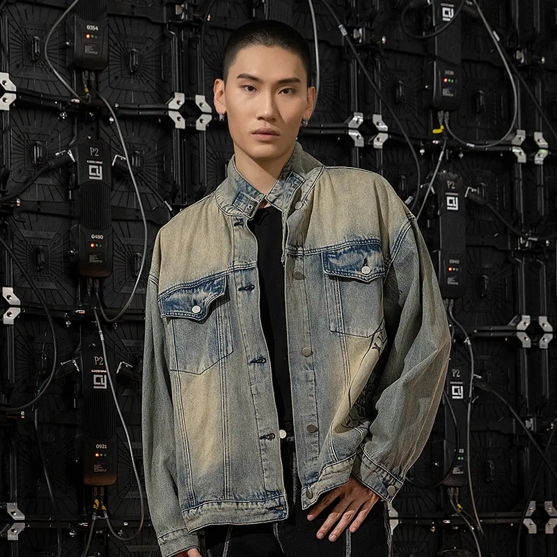 XINYINSU Denim Jacket Spring And Autumn Unisex Blue-5
