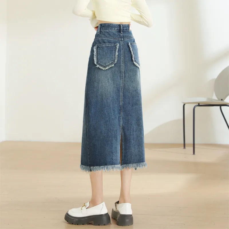 MITUAN Denim Long Skirts Women's-3
