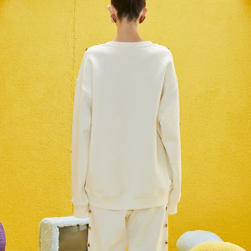 TCH Sweatshirts Unisex White With Gold Logo-2