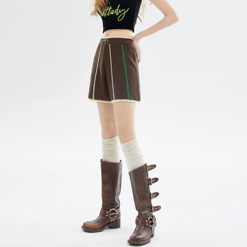 MEETLADY Casual Shorts Women's Coffee-4