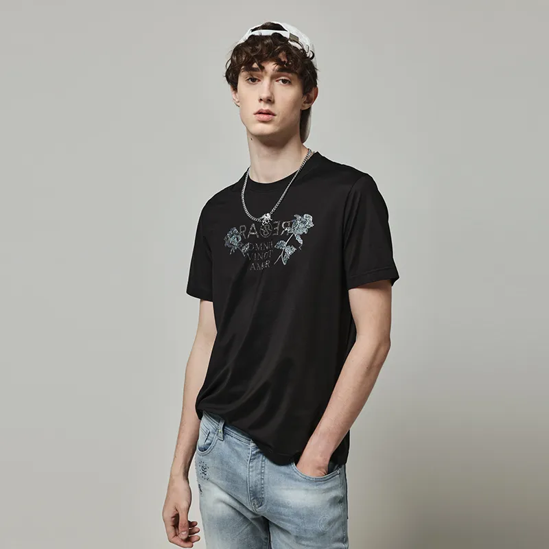 RARE Short Sleeved T Shirts Men's Black-5