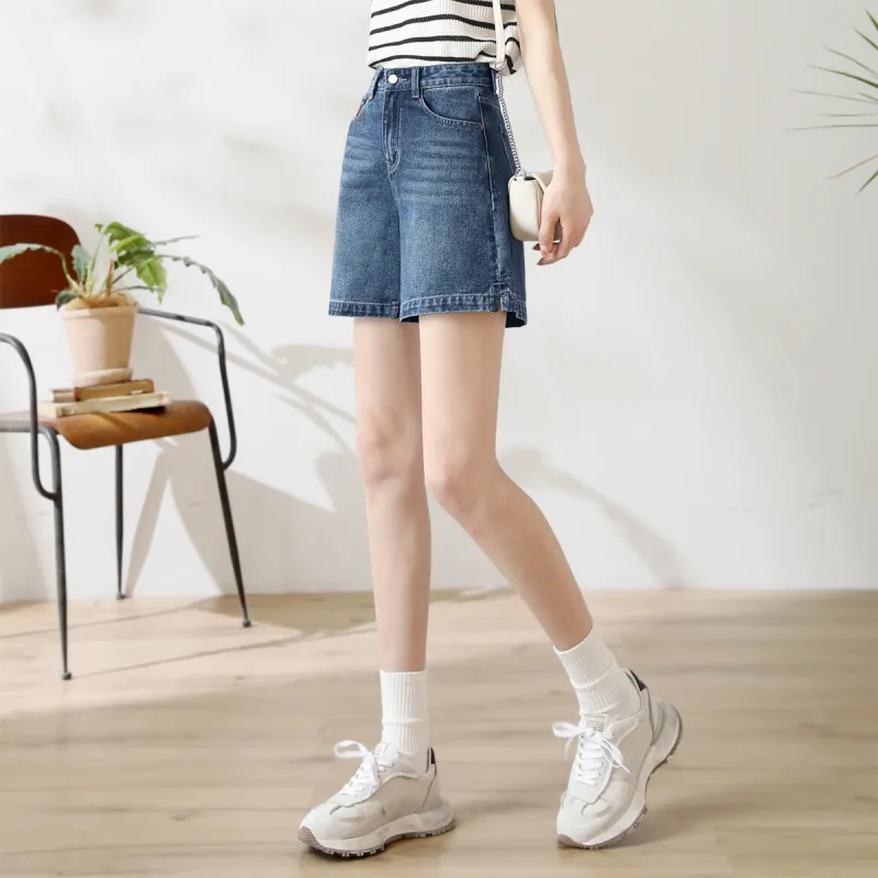 MITUAN Denim Shorts Women's Peacock Blue-4