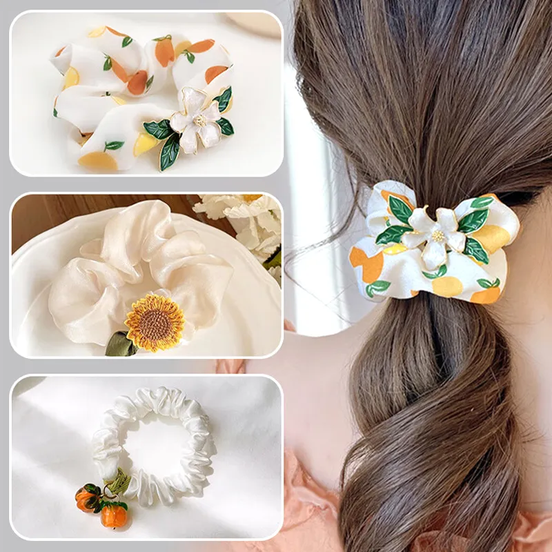 SENDME Hair Ties Women's Floral Hair Tie Three Piece Set-2