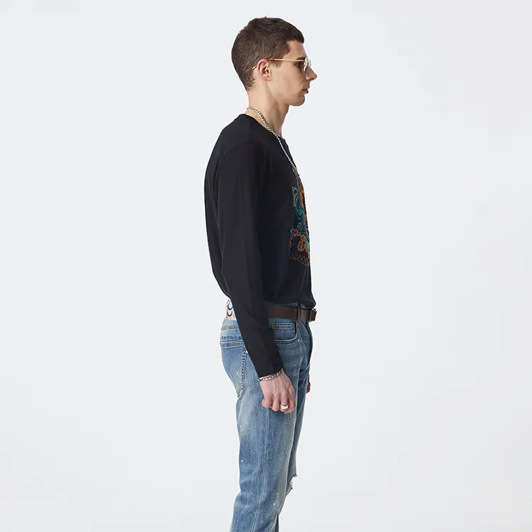 DAVID NAMAN SS22 Long Sleeved T Shirt Men's Black-5