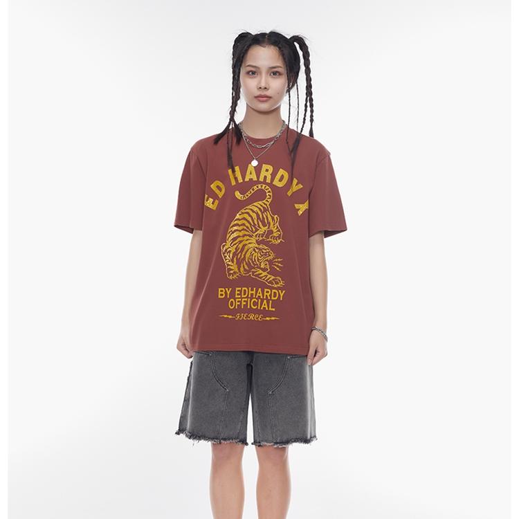 ED HARDY X T-Shirts Unisex Black S - POIZON