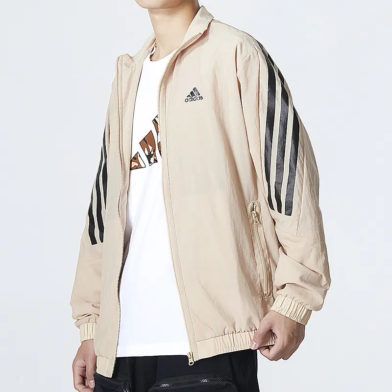 Adidas Essential Jacket Spring And Fall Season Men's Khaki-3