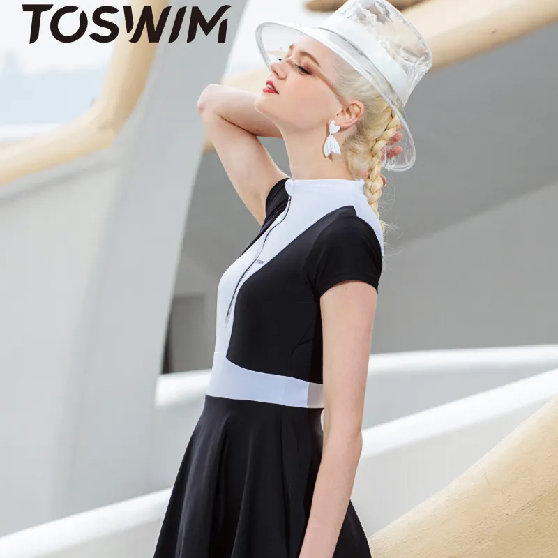 TOSWIM Swim Dresses & Skirts Women's Sweet White Black Skirt-4