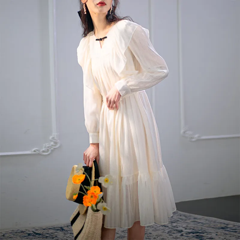 ANNECHEN Flared Dress Dress Summer Women's Includes Gift Box Sets White-5
