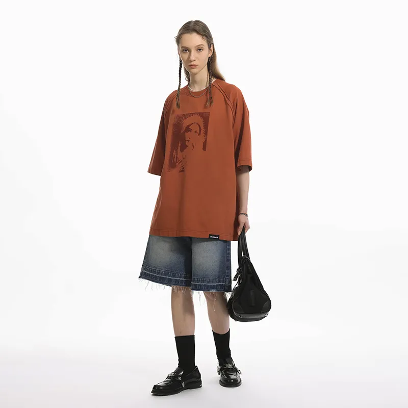 UNVESNO T Shirts Unisex Brick Red-3