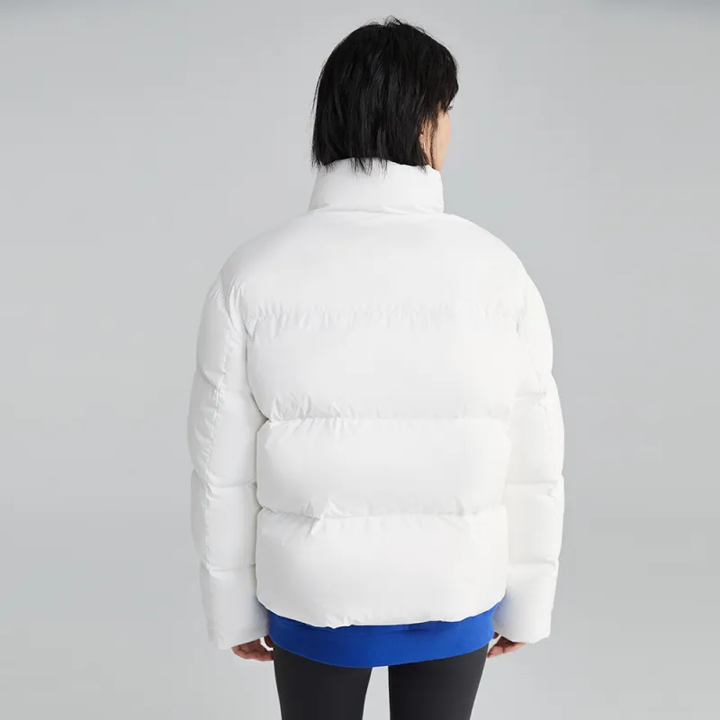 SylphlikeLoli Solid Color Stand Collar Loose Fit Thickened Cropped Down Jacket Women's-4