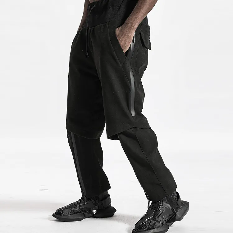 NORVINCY Outdoor Trendy Elastic Waistband Casual Pants Unisex Black-4