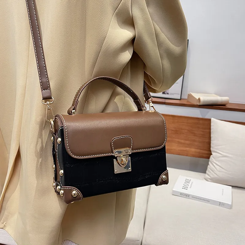 JANE KLAIN PU Box Bag, Shoulder Bag, Crossbody Bag, Handbag Trumpets Women's Ecru/Coffee/Black-3