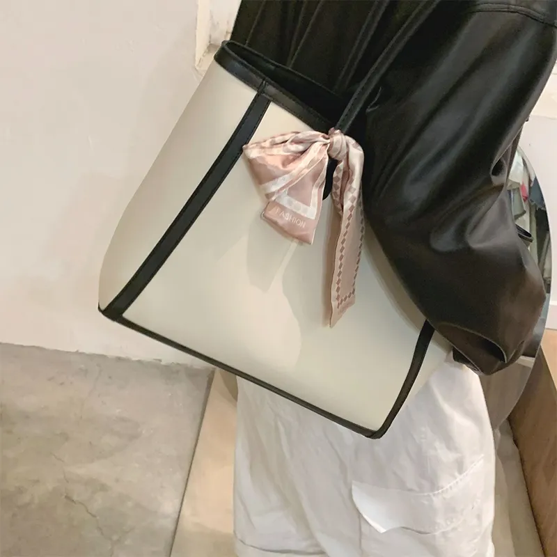 JANE KLAIN PU Tote Bag, Shopping Bag, Handbag, Shoulder Bag Regular Women's Black/White & Coffee/White & Black-8