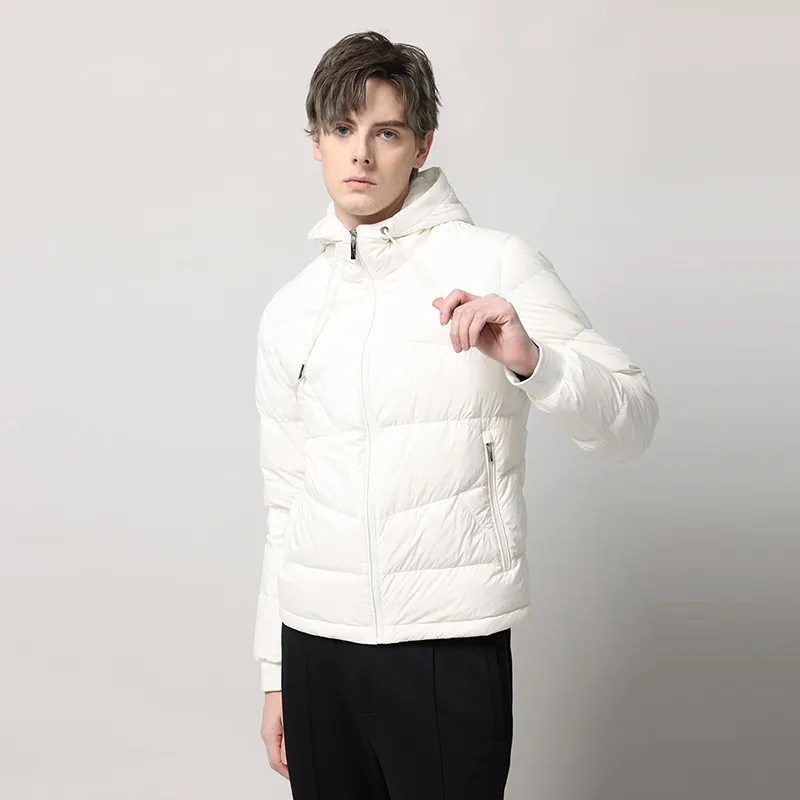 RARE FW22 Solid Color Hooded Down Jacket Men's White-4