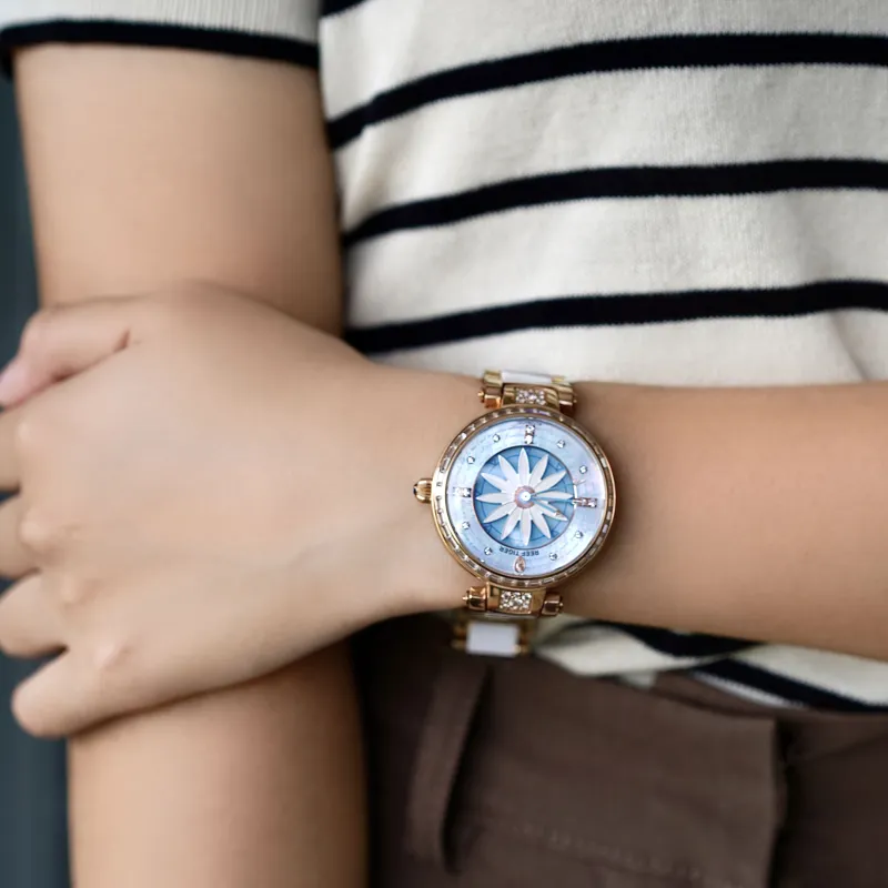 REEF TIGER Automatic Mechanical Movement Watch Women's Watch Blue Dial RGA1599 ML-10