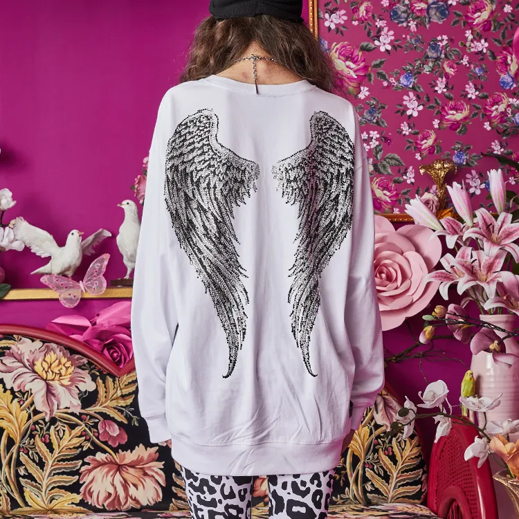 TCH Sweatshirts Unisex White With Black Logo-3