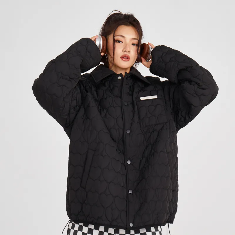 KILLWINNER Letter Stand Collar Loose Fit Thickened Puffer Jacket Unisex-2
