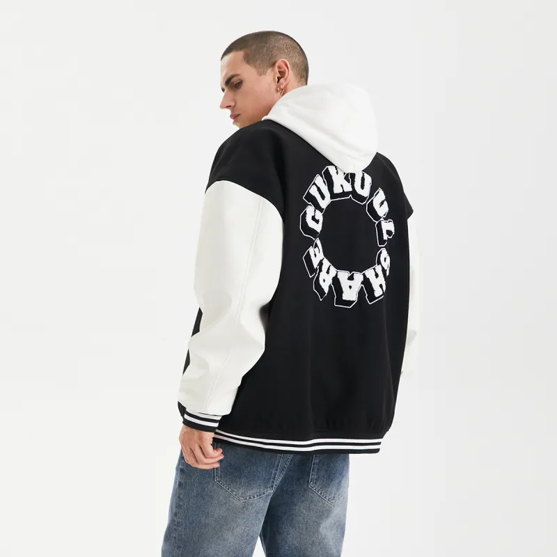 GUKUUL Baseball Jacket Winter Unisex Black-9
