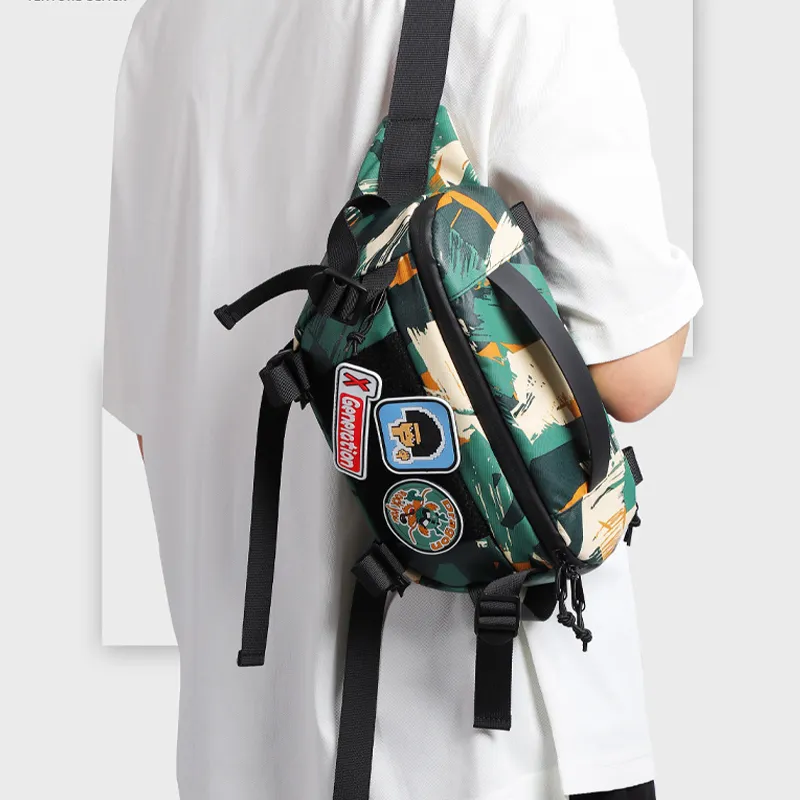 HAWA Polyester Crossbody Bag Shoulder Bag Sling Bag Fanny Pack Medium Size Unisex Black/Camouflage-5