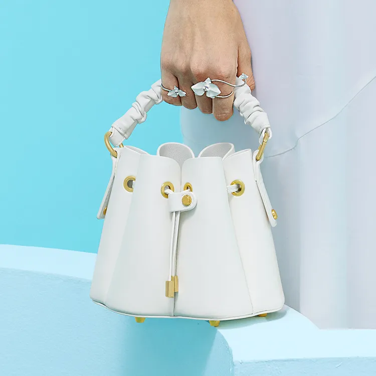 Gong Xuan Genuine Leather Crossbody Bag, Handbag Trumpets Women's White-9