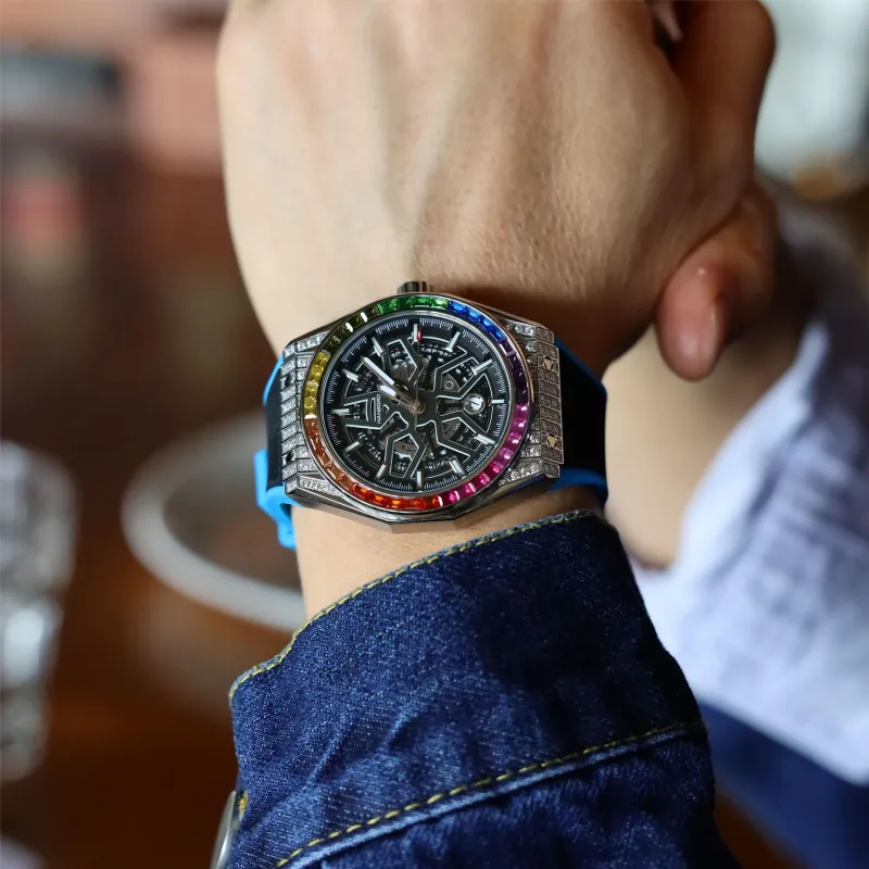 HANBORO Big Explosion Collection Automatic Mechanical Movement Watch Men's Watches Cut-Out Dial HBR9010-CL-5