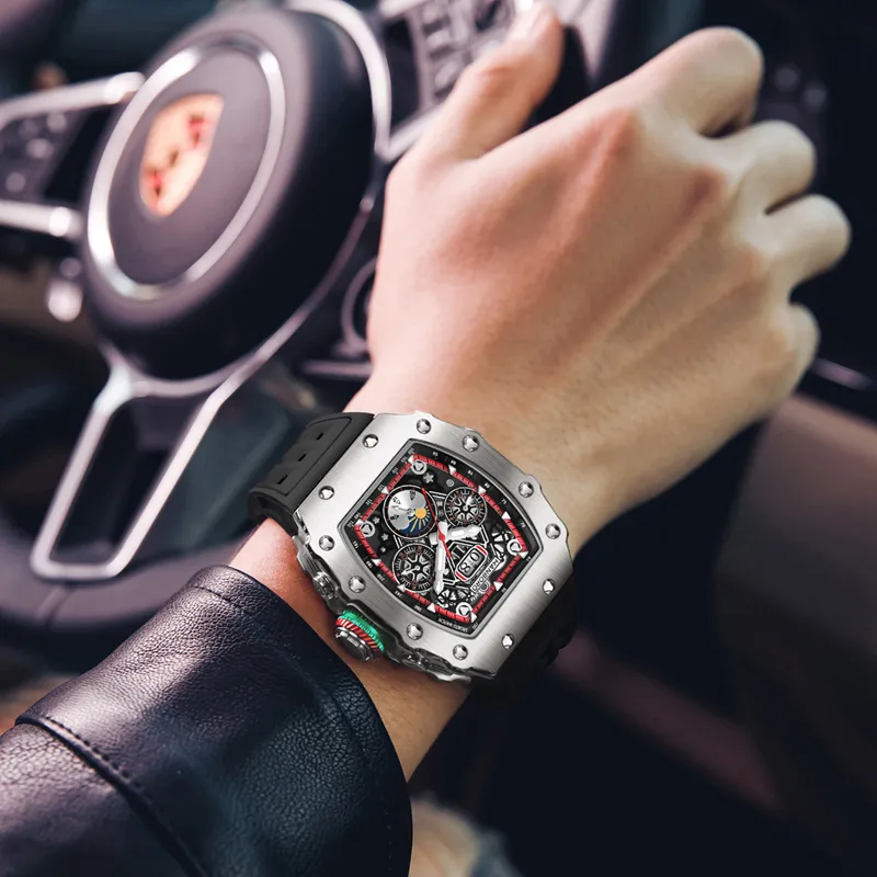 HANBORO Automatic Mechanical Movement Watch Men's Watches Cut-Out Dial HBR916-BH-2