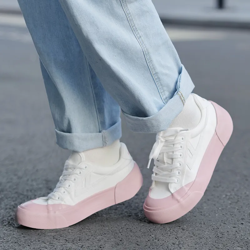 Warrior Anti Slip Wear Resistant Low Top Canvas Shoes Women's White Pink-5