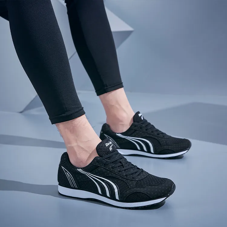 DO WIN Cushioned Slip Resistant Abrasion Resistant Breathable Low Top Running Shoes Unisex Black-7