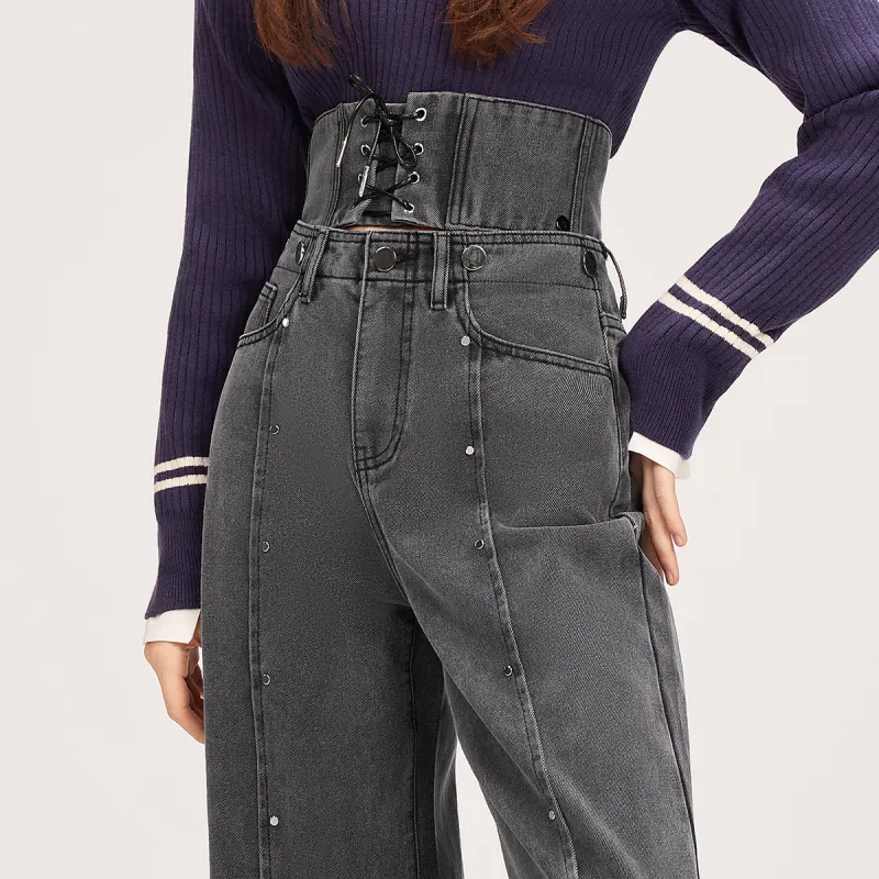 MEETLADY Straight Thickened Jeans Winter Women's-6