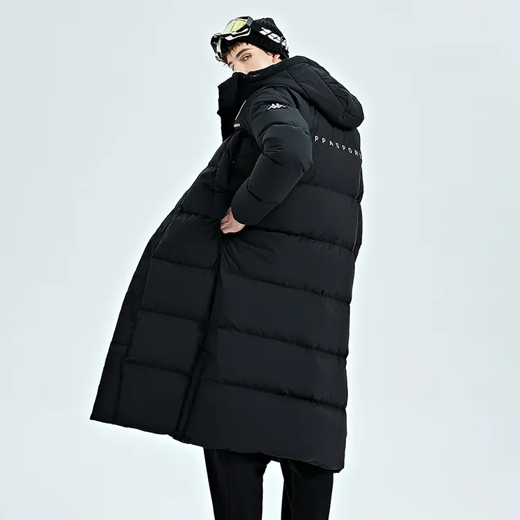 Kappa Letter Hooded Long Down Jacket Unisex-7