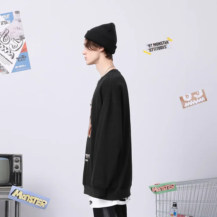 Bt Crew Neck Loose Fit Regular Sweatshirt Spring Fall Unisex-4