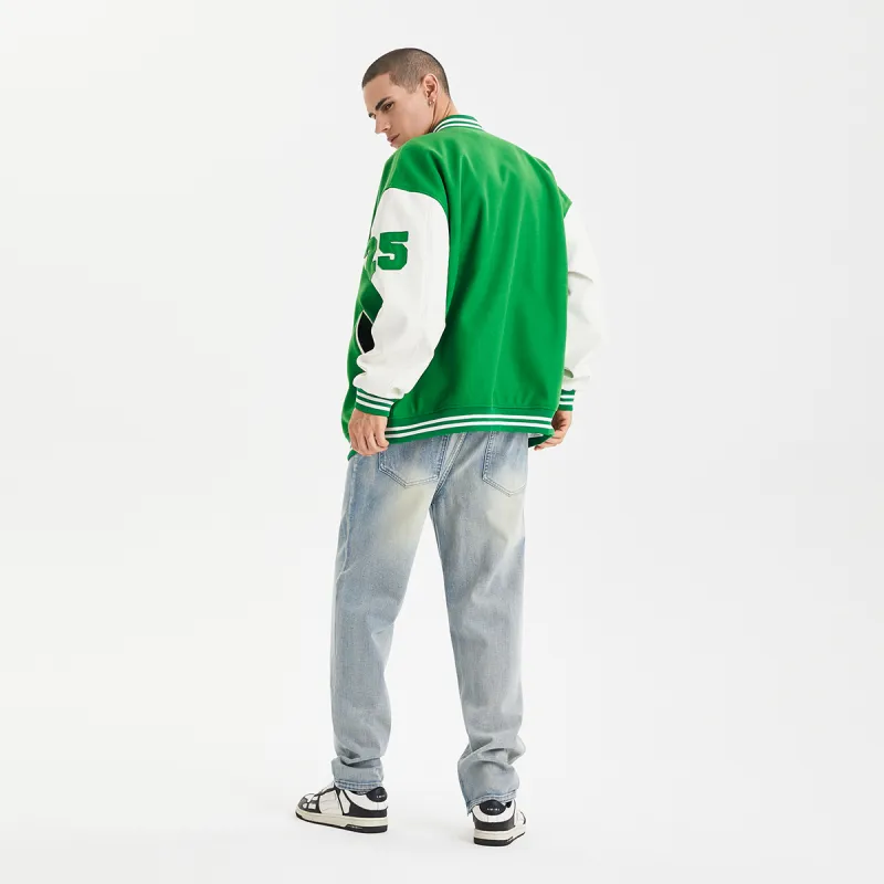 GUKUUL Baseball Jacket Winter Unisex Green-3