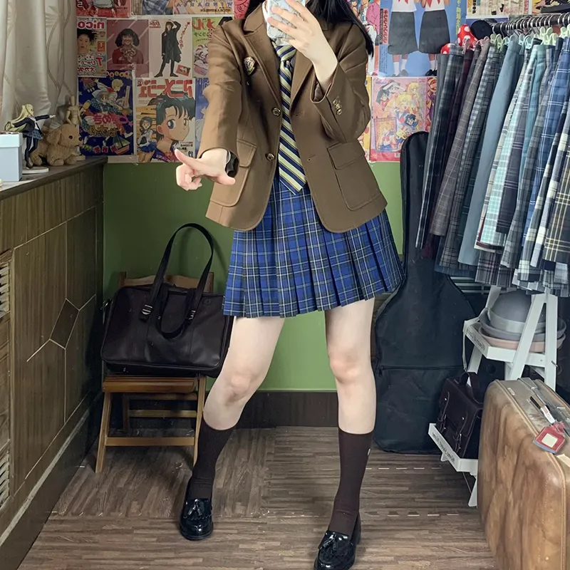 Tokyo Season Casual Short Skirts Women's Green Vine High School Plaid Skirt-28