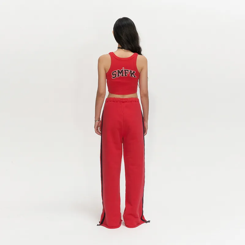 SMFK SS23 Knitted Sports Pants Women's Vintage Burgundy-2