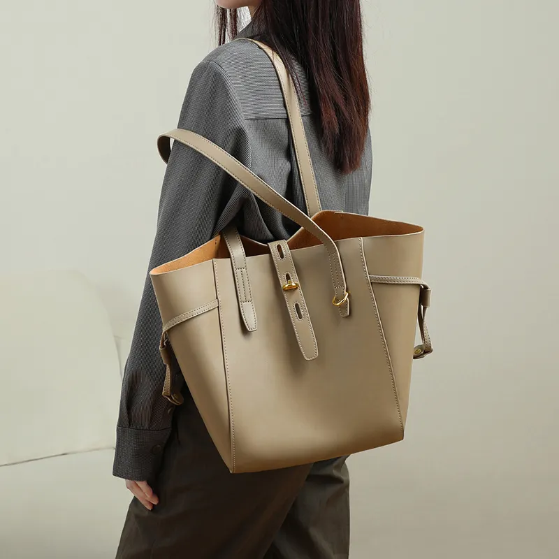 VINEY Cow Leather Handbag Shoulder Bag Tote Shopping Bag Large Size Women's Multicolor-10