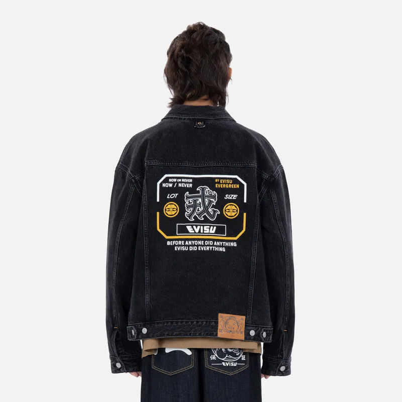 EVISU Denim Jackets Men's Black-3