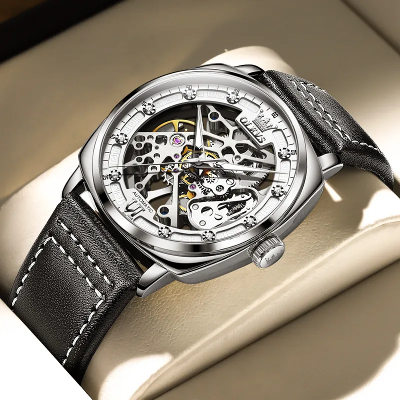 OLEVS Wisdom Series Automatic Mechanical Movement Watch Men's Watches Cut Out Dial-4