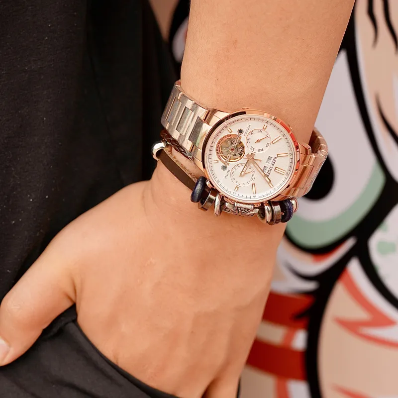 REEF TIGER Seattle Collection-Captain II Mechanical Movement Watch Men's Watches Black Dial RGA1667-JB-2