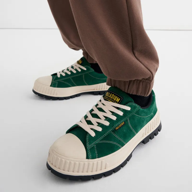 Palladium Pallashock90Sde Anti Slip Wear Resistant Low Top Canvas Shoes Unisex Green Smoke White-5