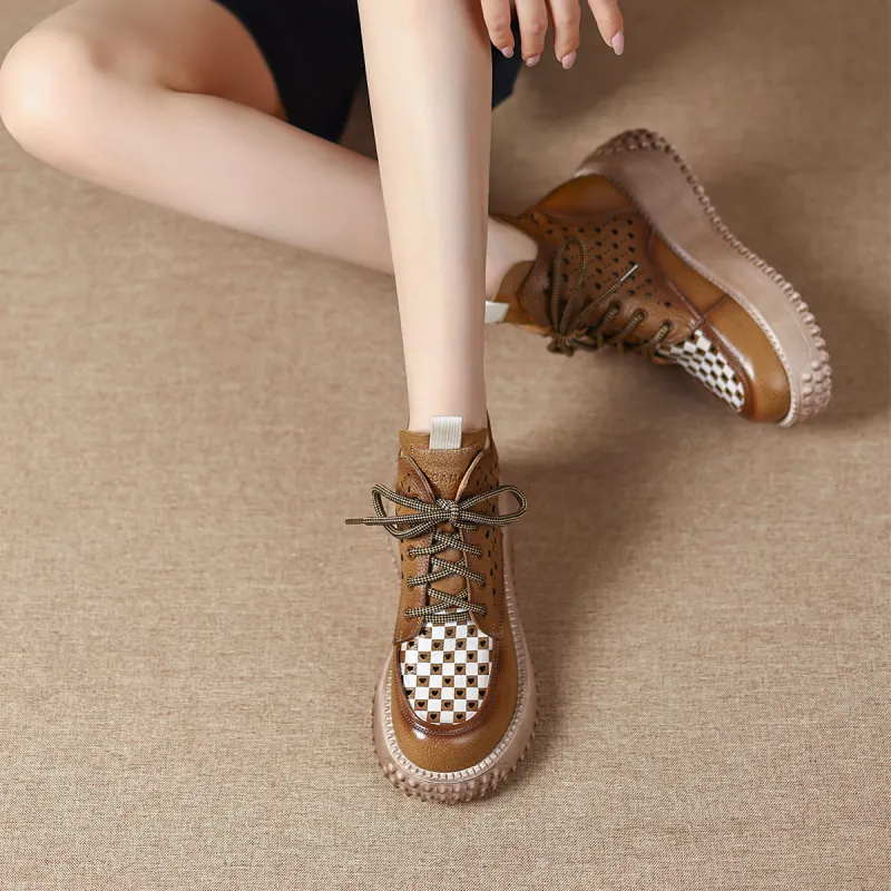 OCCAMAN Ankle Boots Women's High Top Cameo Brown/Khaki-11